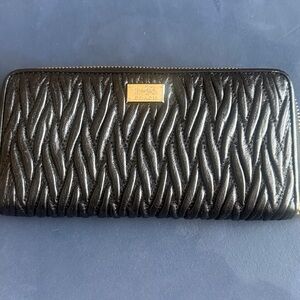 Coach Black Leather wallet with Gold Accents